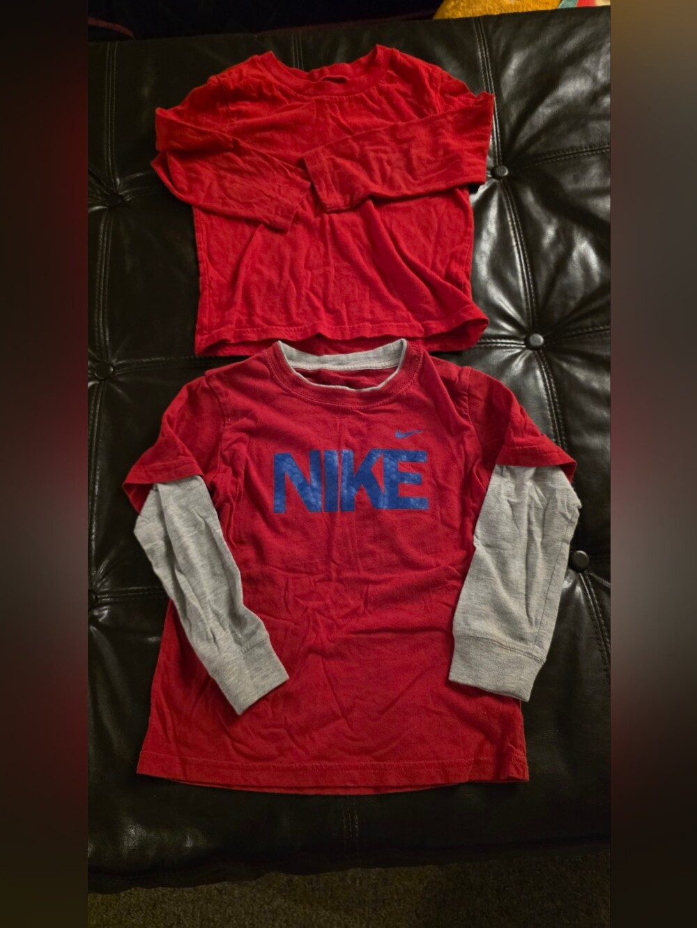 4t Boys Red Long Sleeve Layered-Look Tee with Gray Sleeves